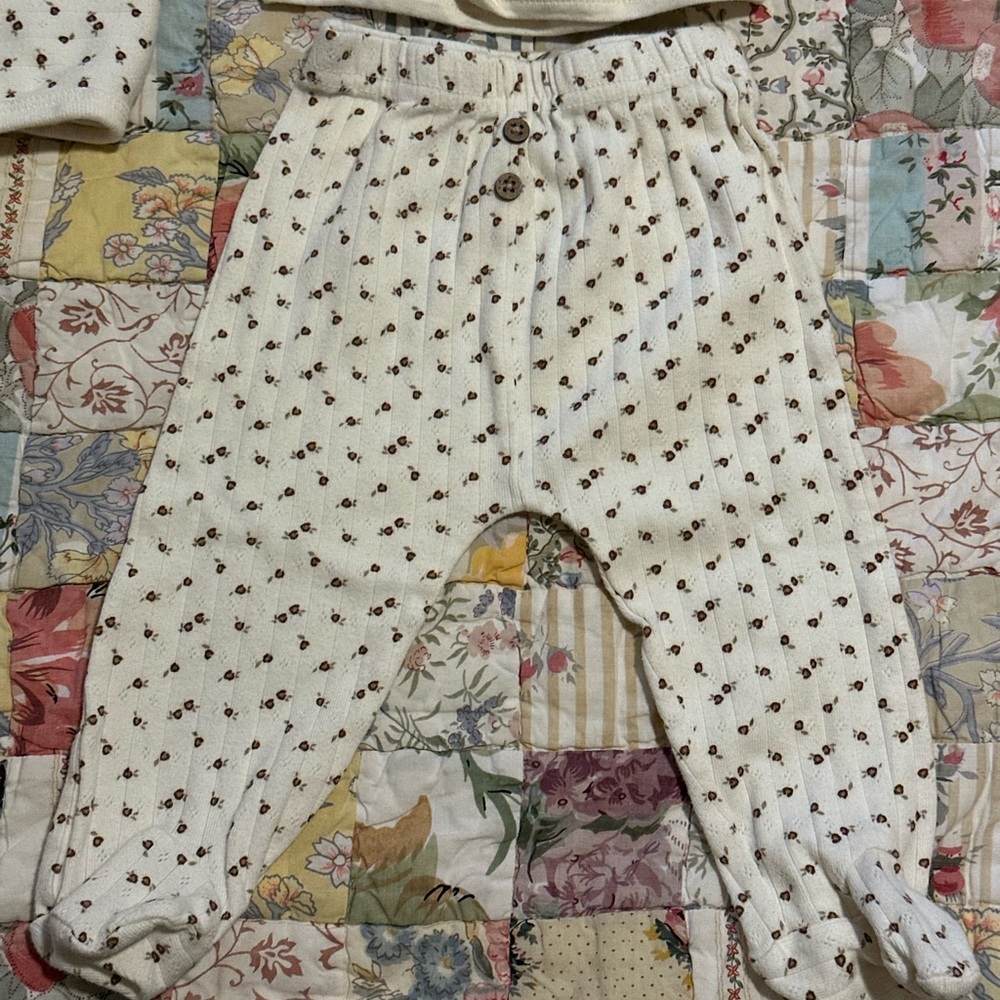 4 piece matching floral pointelle ribbed set - Picture 2 of 9